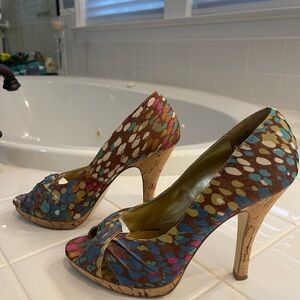 Steve Madden patterned spring summer colors uniquely designed heels.